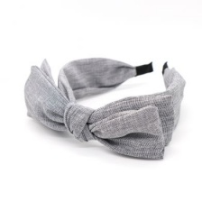 Grey Large Bow Linen Look Headband by Peace of Mind